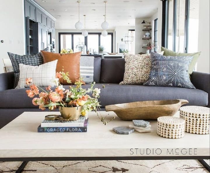 throws in living room on sofa