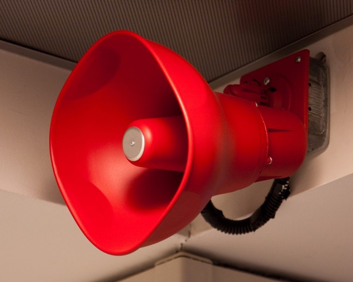 close-up of fire alarm horn