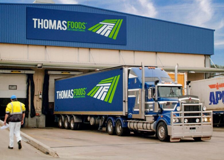 Truck in front of Thomas Foods International warehouse