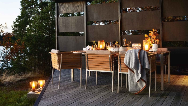 teak furniture for outdoor cozy ambient