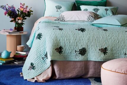 bedroom with original mint fresh bed cover Australia store offers