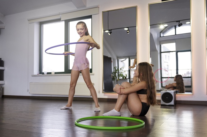 girls practicing gymnastic