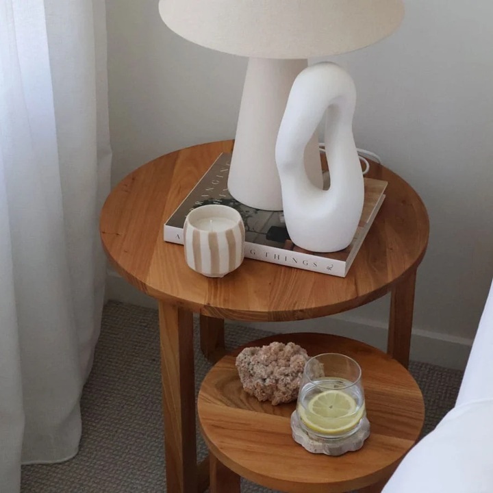Finn 2 Piece Elm Wood Side Table Set Natural